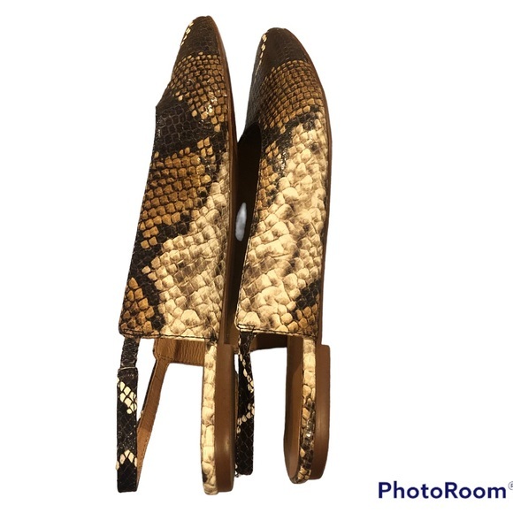 MADEWELL THE MARGOT SLINGBACK SNAKESKIN POINTED TOE FLATS SHOES 8 - Picture 4 of 11